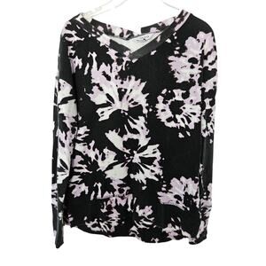 Athleta Multicolor Coaster Luxe Printed V-Neck Sweatshirt sz Extra Small Casual